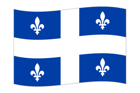 Waving flag of Quebec, province of Canada. Vector illustration.のイラスト素材