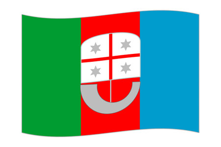 Waving flag of Liguria region, administrative division of Italy. Vector illustration.のイラスト素材