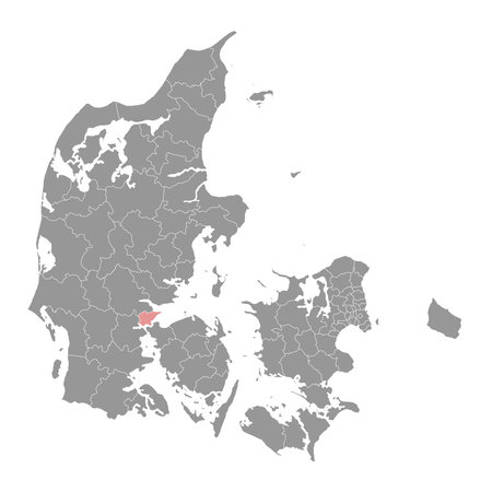 Fredericia Municipality map, administrative division of Denmark. Vector illustration.のイラスト素材