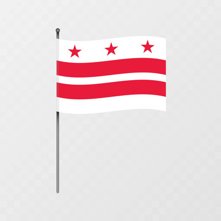 District of Columbia flag on flagpole. Vector illustration.のイラスト素材