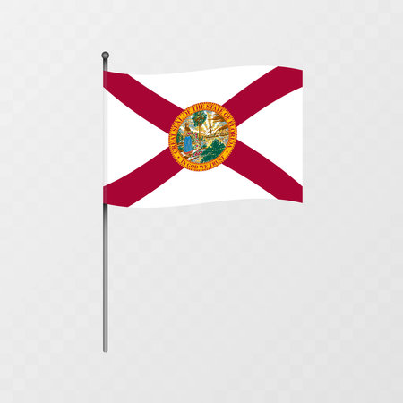 Florida state flag on flagpole. Vector illustration.のイラスト素材