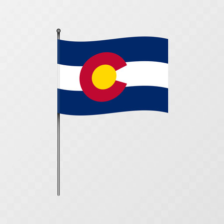 Colorado state flag on flagpole. Vector illustration.のイラスト素材