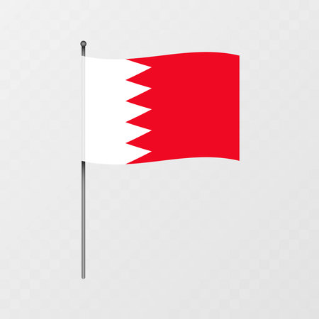 Bahrain national flag on flagpole. Vector illustration.のイラスト素材