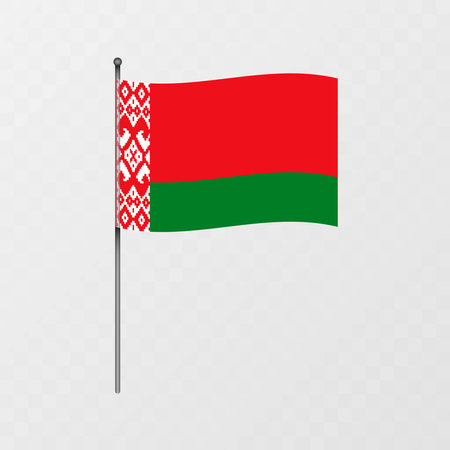 Belarus national flag on flagpole. Vector illustration.のイラスト素材