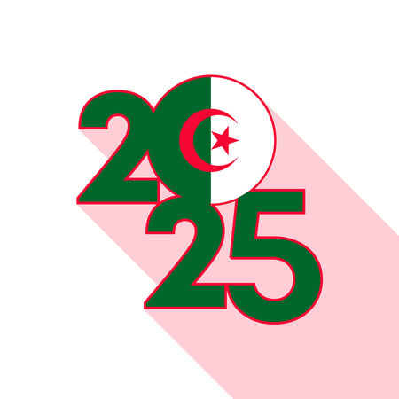 2025 banner with Algeria flag inside. Vector illustration.のイラスト素材