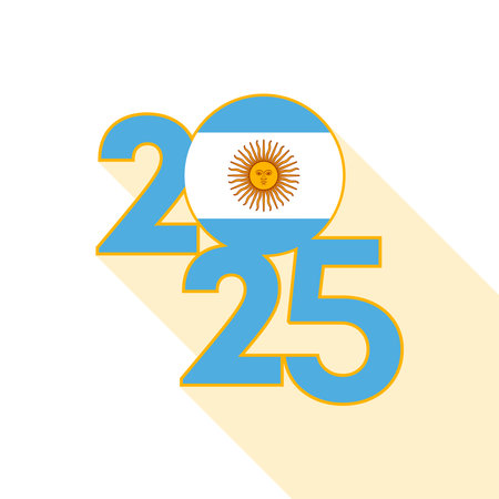 2025 banner with Argentina flag inside. Vector illustration.のイラスト素材