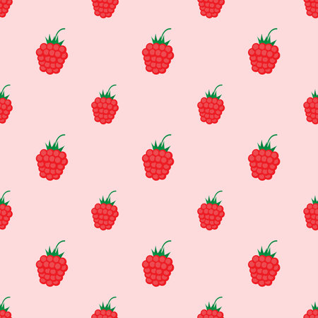 Seamless pattern with raspberry. Vector illustration.