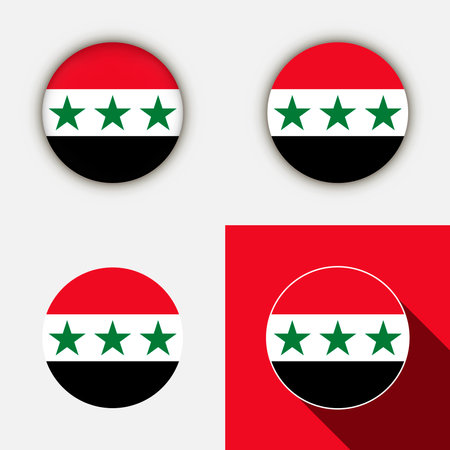 Set of circle different flags of Syria. Vector illustration.のイラスト素材