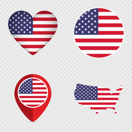 USA Flag Icons Pack. Vector illustration.のイラスト素材