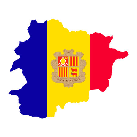 Andorra map silhouette with flag on white backgroundのイラスト素材