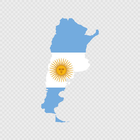 Argentina map silhouette with flag on white backgroundのイラスト素材