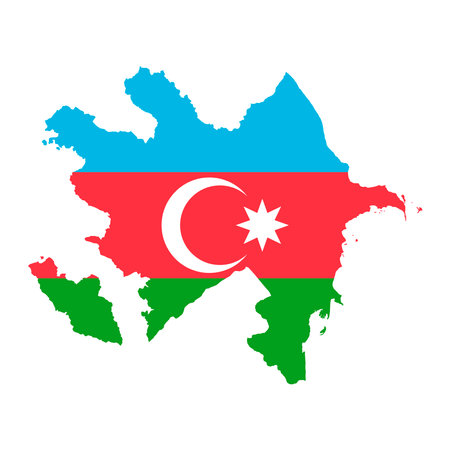 Azerbaijan map silhouette with flag on white backgroundのイラスト素材