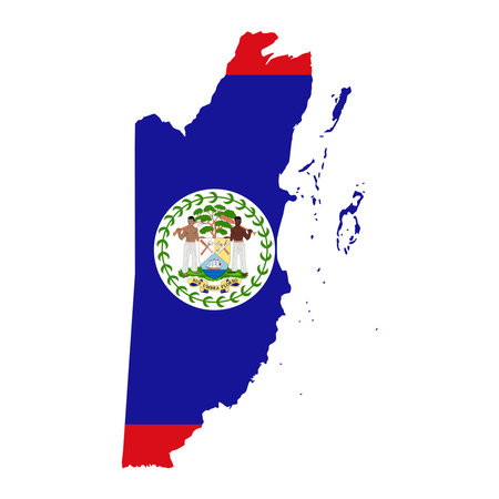 Belize map silhouette with flag on white backgroundのイラスト素材