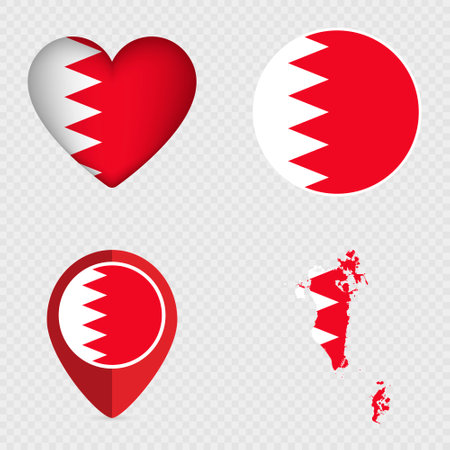 Bahrain Flag Icons Pack. Vector illustration.のイラスト素材