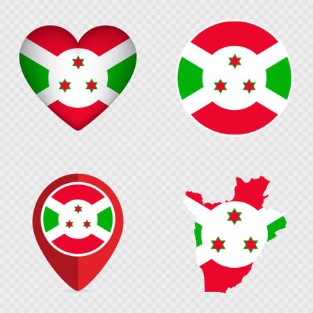 Burundi Flag Icons Pack. Vector illustration.のイラスト素材