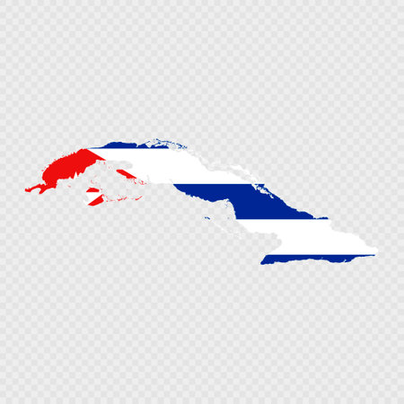 Cuba map silhouette with flag.のイラスト素材
