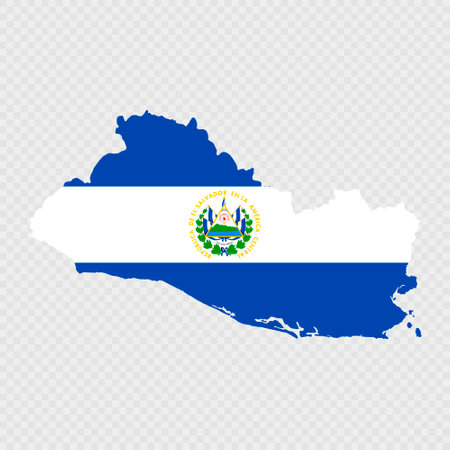 El Salvador map silhouette with flag.のイラスト素材