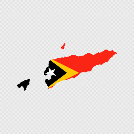 East Timor map silhouette with flag.のイラスト素材