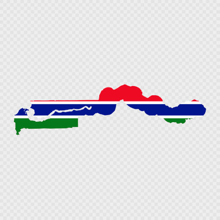 Gambia map silhouette with flag.のイラスト素材