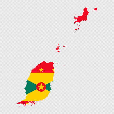Grenada map silhouette with flag.のイラスト素材