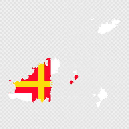 Guernsey map silhouette with flag on white backgroundのイラスト素材