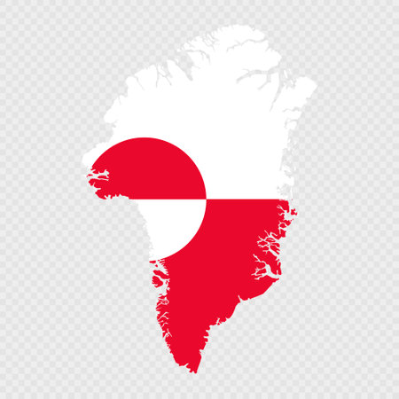 Greenland map silhouette with flag.のイラスト素材