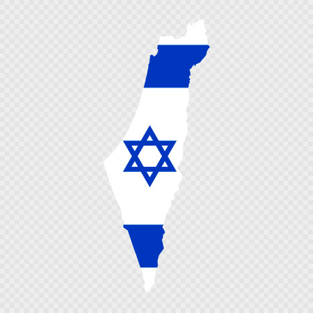 Israel map silhouette with flag.のイラスト素材