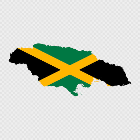 Jamaica map silhouette with flag.のイラスト素材