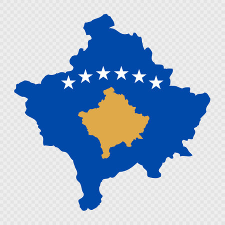 Kosovo map silhouette with flag.のイラスト素材