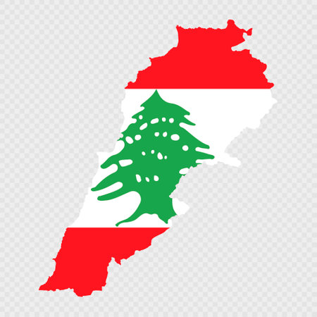 Lebanon map silhouette with flag.のイラスト素材