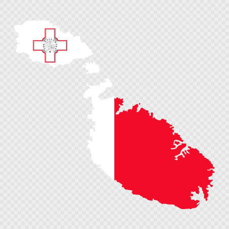 Malta map silhouette with flag.のイラスト素材