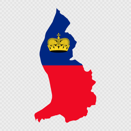 Liechtenstein map silhouette with flag.のイラスト素材