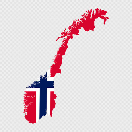 Norway map silhouette with flag.のイラスト素材