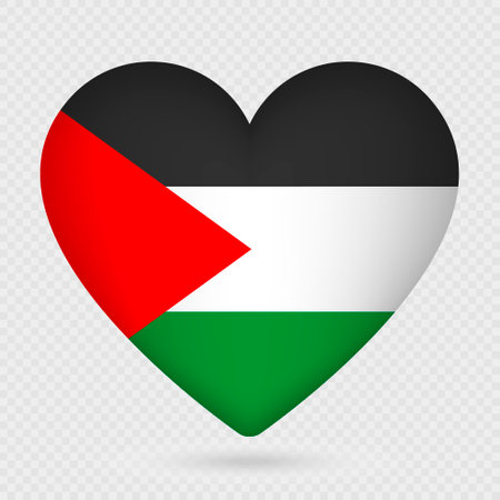 Palestine flag in heart shape. Vector illustration.のイラスト素材