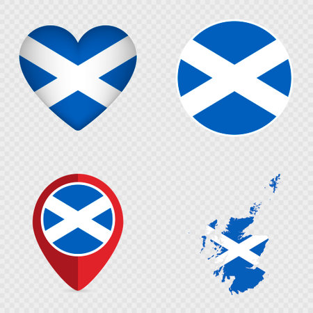 Scotland Flag Icons Pack. Vector illustration.のイラスト素材