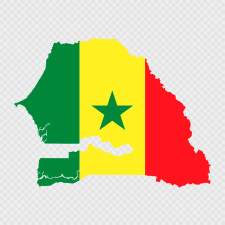 Senegal map silhouette with flag.のイラスト素材