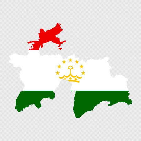 Tajikistan map silhouette with flag.のイラスト素材