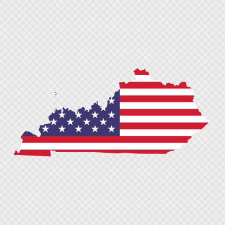 Kentucky state map with American national flag.のイラスト素材