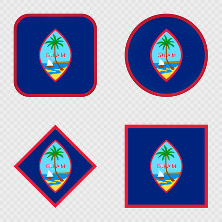 Guam Flag Icons Pack. Vector illustration.のイラスト素材