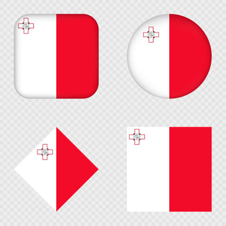 Malta Flag Icons Pack. Vector illustration.のイラスト素材