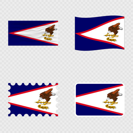 American Samoa national flag in four different styles.のイラスト素材