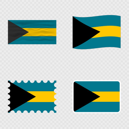 Bahamas national flag in four different styles.のイラスト素材
