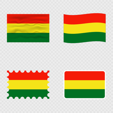 Bolivia national flag in four different styles.のイラスト素材