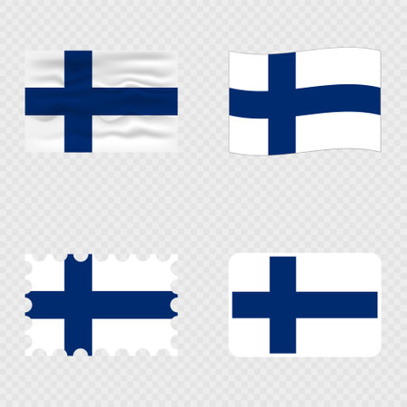 Finland national flag in four different styles.のイラスト素材