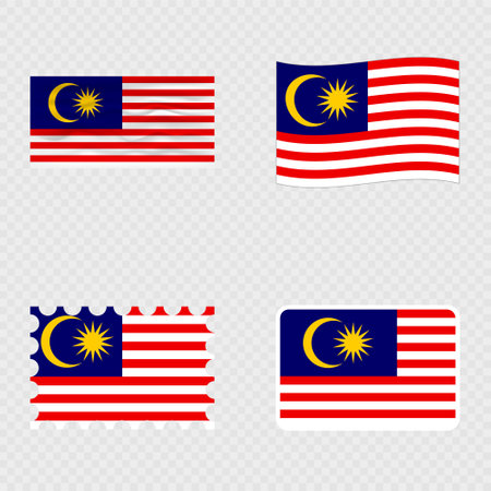 Malaysia national flag in four different styles.のイラスト素材