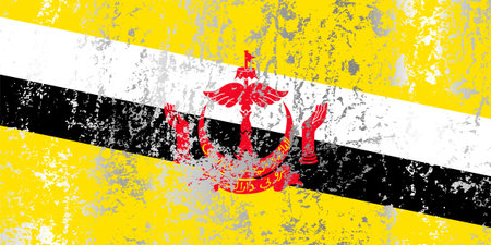 Brunei flag with grunge effect.のイラスト素材