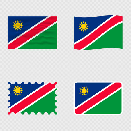 Namibia national flag in four different styles.のイラスト素材