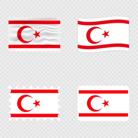 Northern Cyprus national flag in four different styles.のイラスト素材