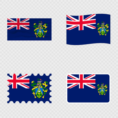 Pitcairn Islands national flag in four different styles.のイラスト素材
