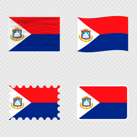 Sint Maarten national flag in four different styles.のイラスト素材